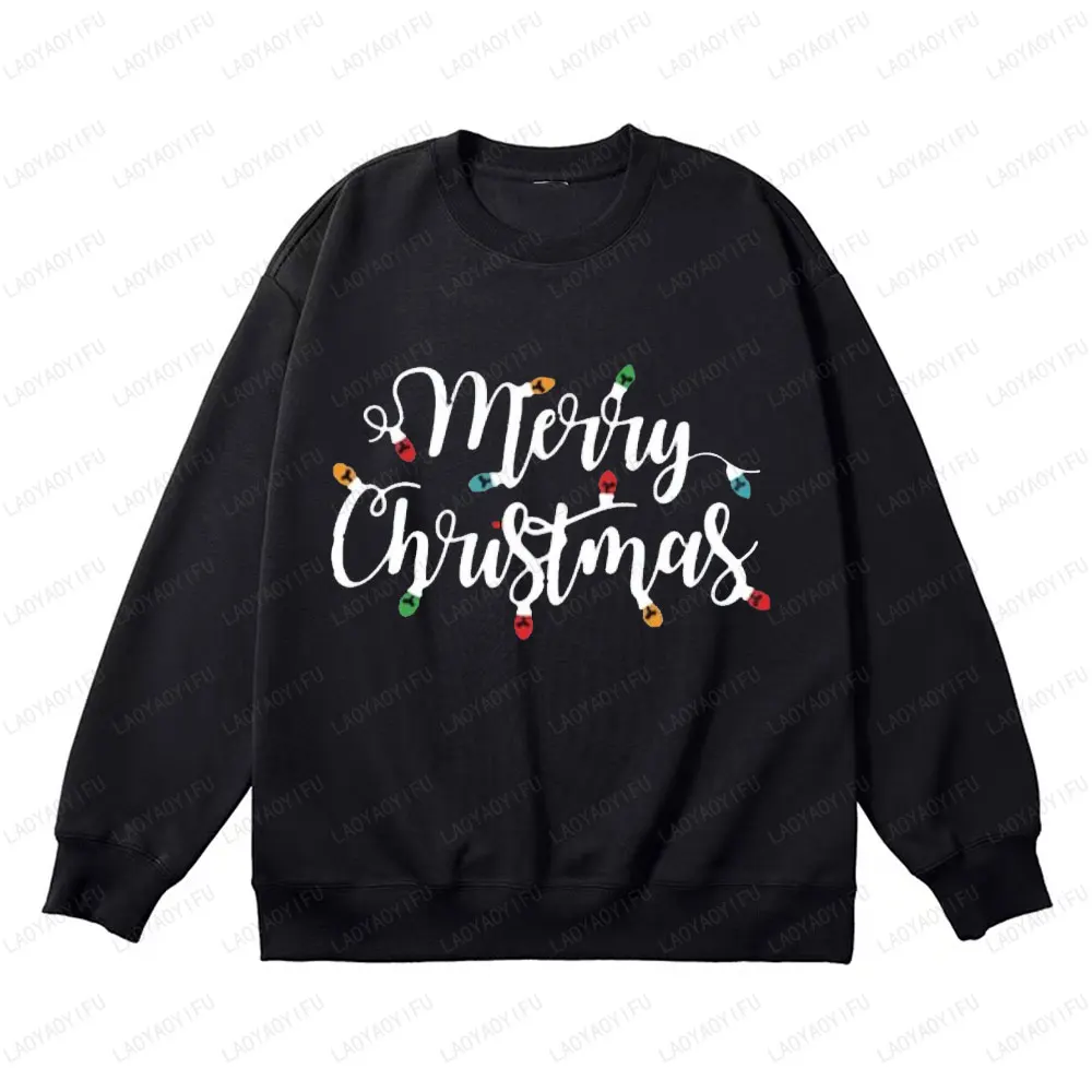 Joyeux noël sweat à capuche imprimé automne hiver pulls de noël pour femmes hommes vêtements décontracté Simple col rond sweat hauts