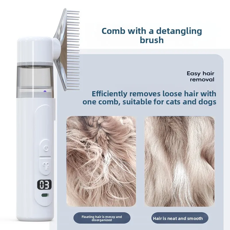 2 in 1 Electric Pet Flea Comb Hair Detangler Suction Grooming Tool For Cats Dogs Anti Parasite Lice Removal USB Rechargeable view 3