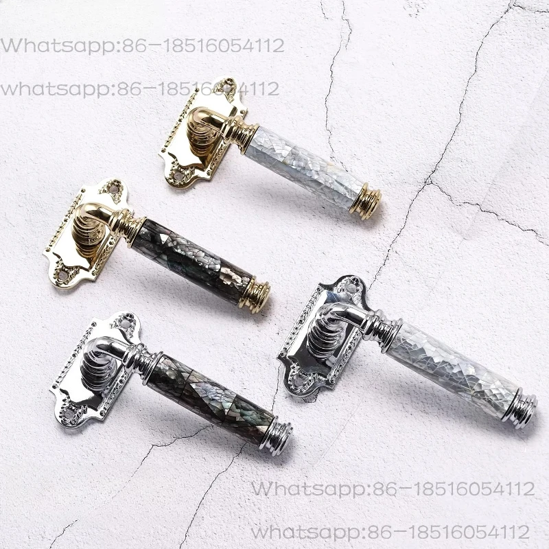 Brass Chrome Silver Fritillary Silent Door Lock European Vintage Gold Shell Double Door Lock
