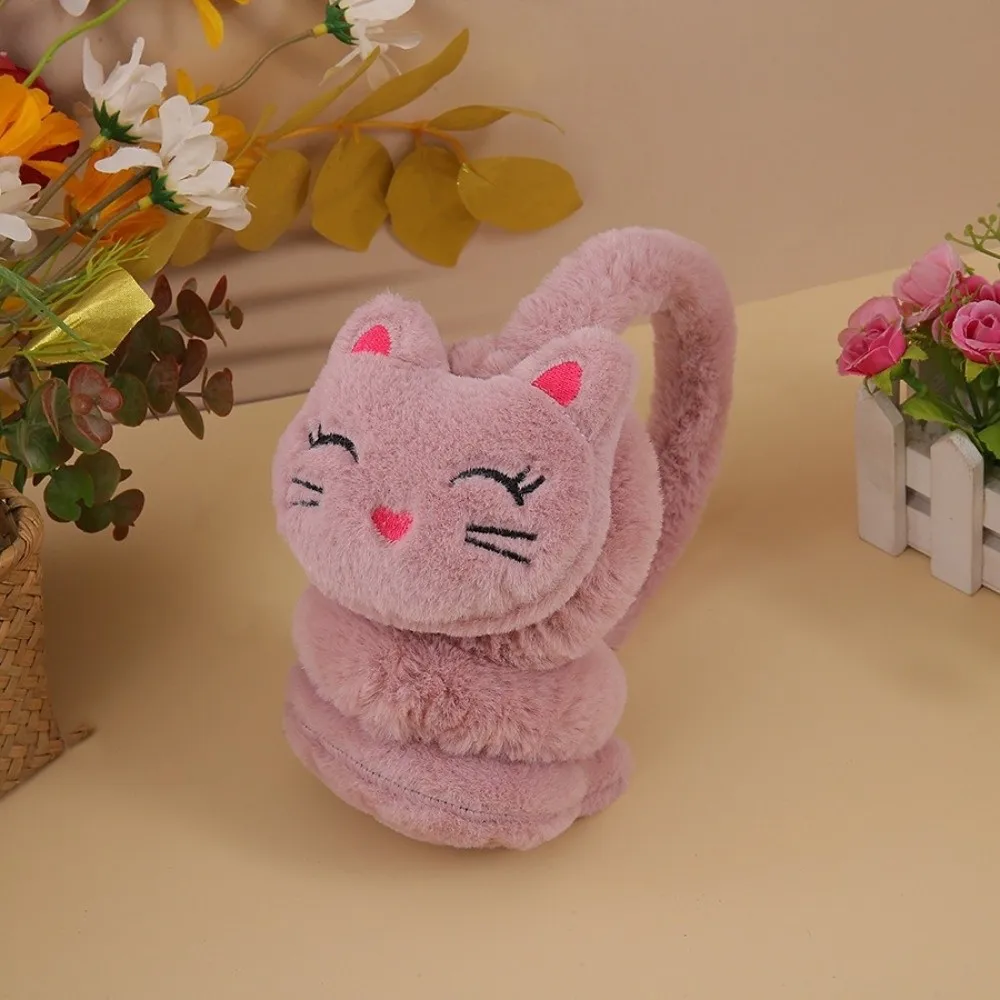 Simpatico cartone animato gatto peluche scaldaorecchie protezione calda peluche paraorecchie invernali addensato copertura per le orecchie antivento tempo freddo