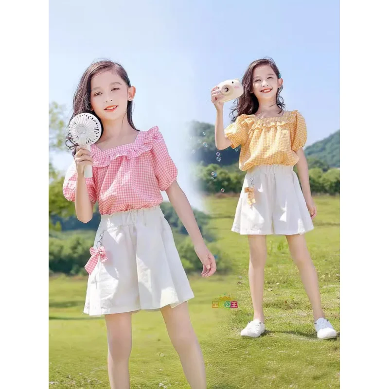 

Girls' Fashionable Short Sleeve Suit Girls' Summer Internet Celebrity Children's Fashion Children and Teens' Clothing Primary Sc