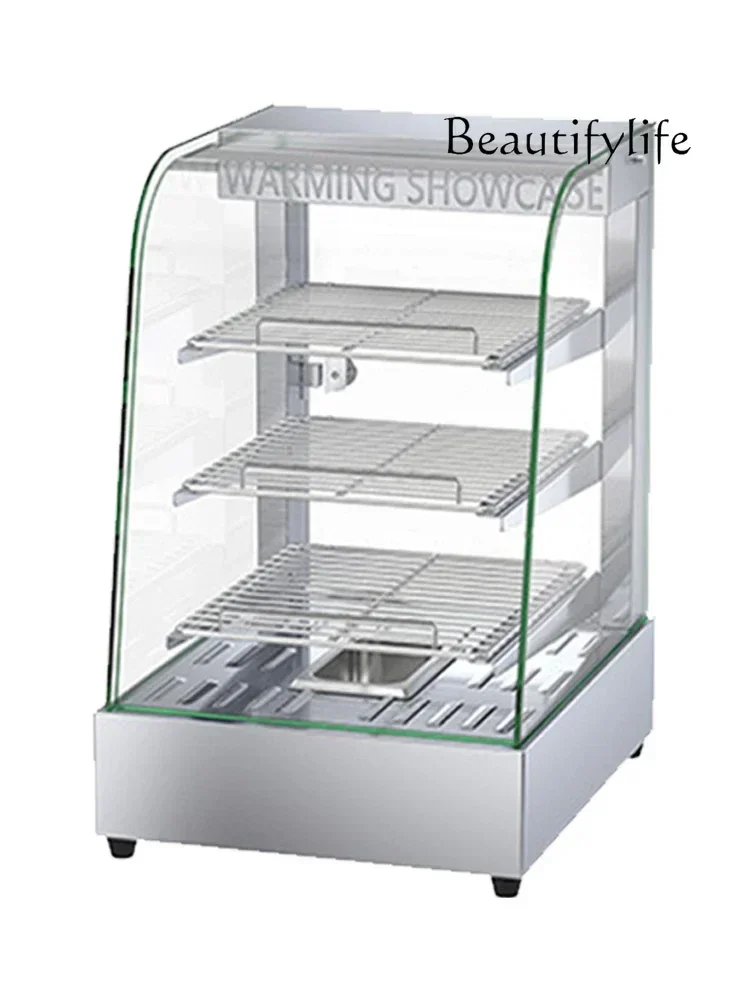 Commercial heating constant temperature small glass display cabinet for fried chicken insulation cabinet