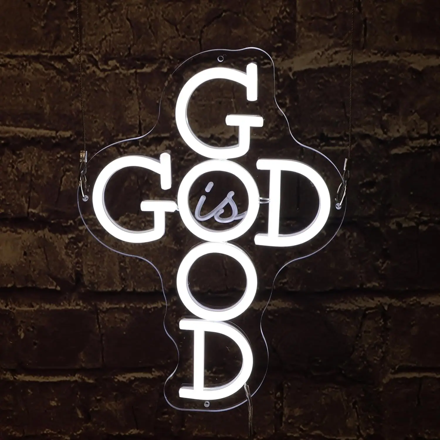 

God Is Good LED Neon Light - USB Powered, With Dimmer, Adjustable Brightness, Perfect for Living Rooms, Inspirational Decor