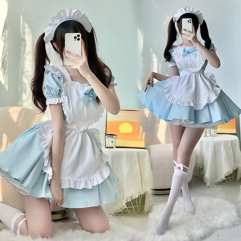 

Pink Blue Maid Lolita Dress Cosplay Japanese-style JK Skirt Apron Full Set Princess Dresses for Women Sweet Costume Theme Party