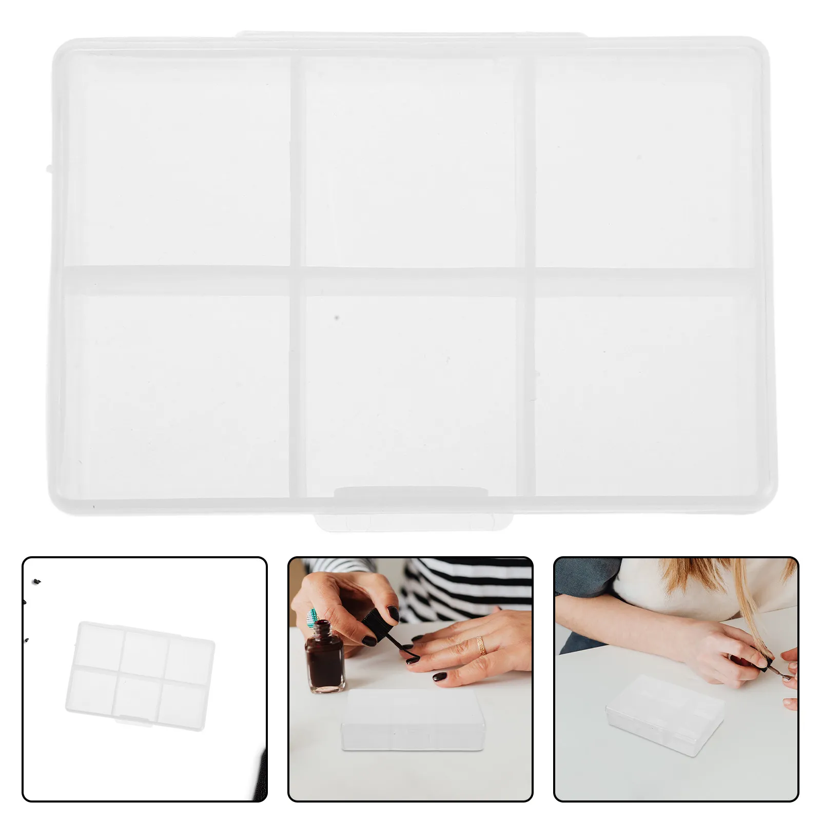 5Pcs Clear Plastic Jewelry Organizer Boxes Storage Case 6 Compartments Multi Compartment Box for Bead Earrings Small Craft
