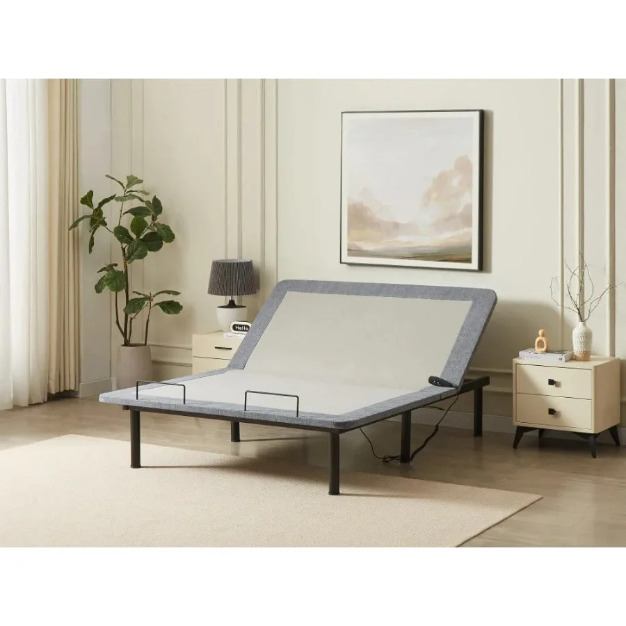 FLEXBED USA SF30 Adjustable Bed Base with Head Articulation, 1000 lb Capacity, Metal Frame, No-Tool Assembly, Gray