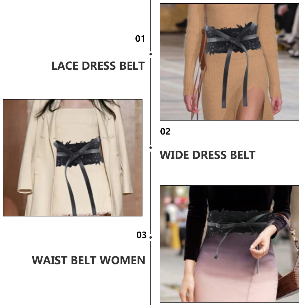 Cintura in vita in pizzo alla moda Cintura larga da donna con lacci Cintura elegante da donna per accessori per abiti da banchetto per feste