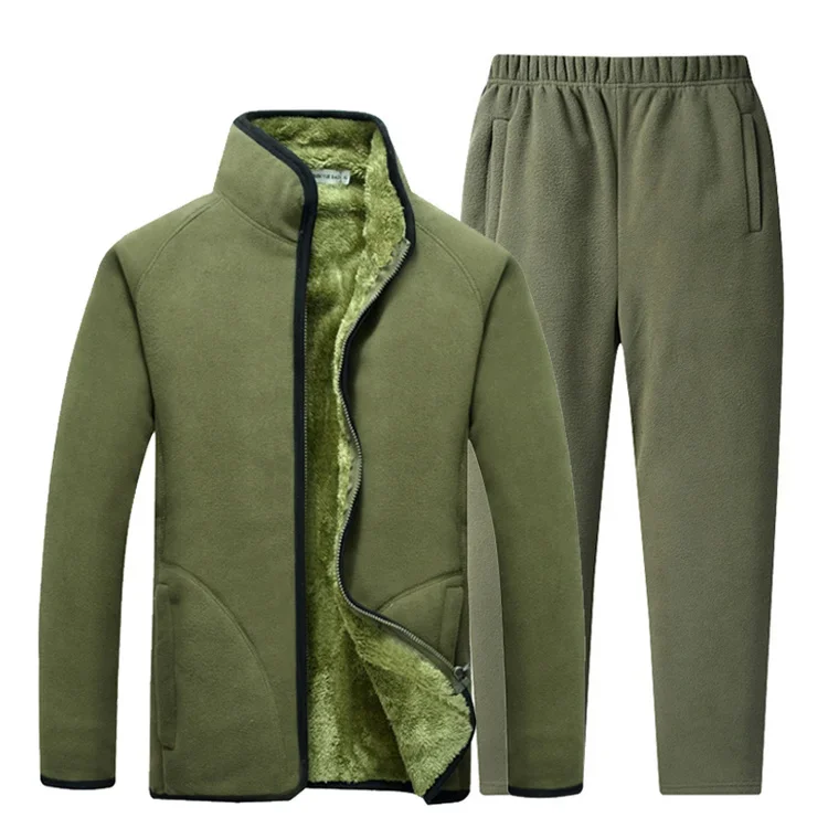 Winter Spring Warm Soft Fleece Jacket&Pants Men Outdoor Hiking Camping Fishing Coat Trousers Sports Ultralight M - 4XL