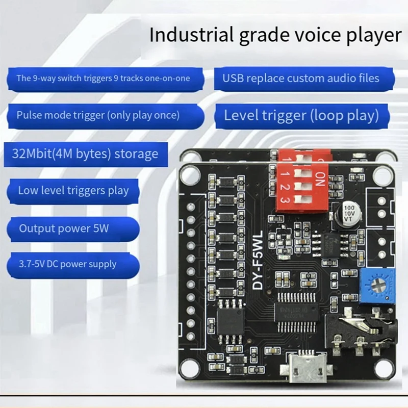 Dy-f5wl mp3音楽プレーヤー、5w、コントロールモジュール、サポートマイクロSDカード、Arduino用