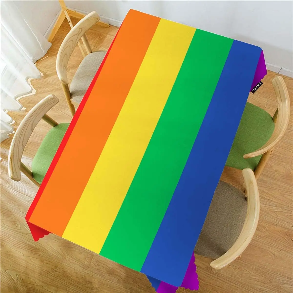 Rainbow Striped Tablecloth Table Cover for Dining Room Party Decoration Summer Spring Picnic Home Decor Accessories Cloth