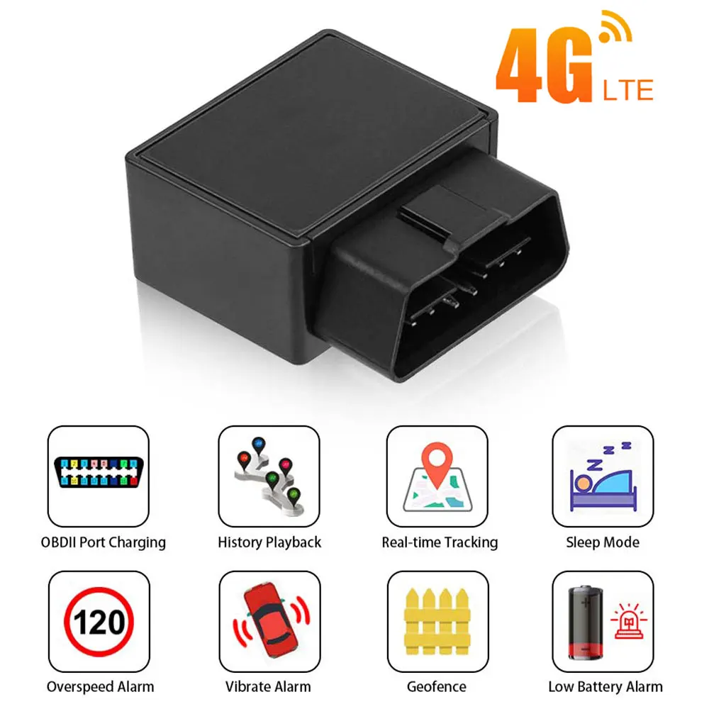 Car Tracker 4G Tracking Device OBD 16PIN MINI 4G GPS Tracker OBDII Port Charging Locator OBD2 Tracking Device Free Web APP