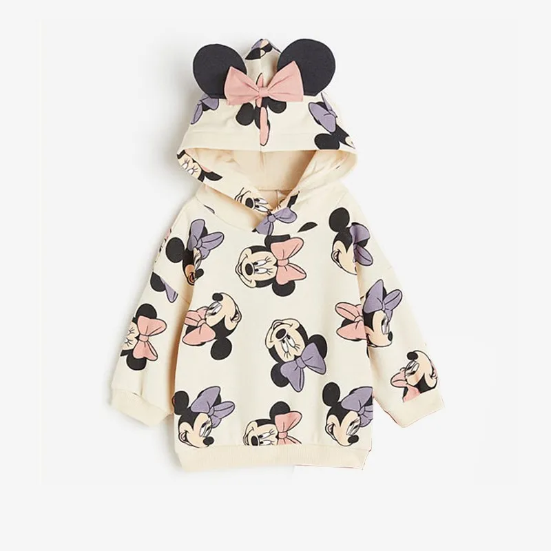 Girls Cartoon Trendy Clothing Mickey Minnie Full Print Hooded Tops Toddler Boys New Autumn Costume Casual Fashion Sweatshirts