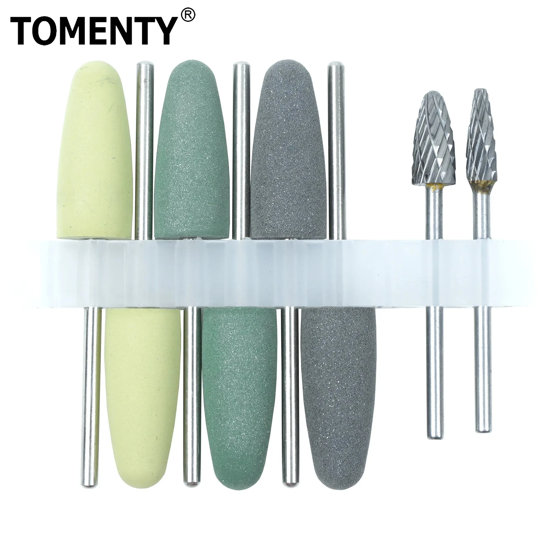 8Pcs Dental Resin Base Acrylic Polishing Kit Drill Polisher Rotary Tools 6pcs Silison Rubber Polish+2pcs Tungsten Carbide Polish