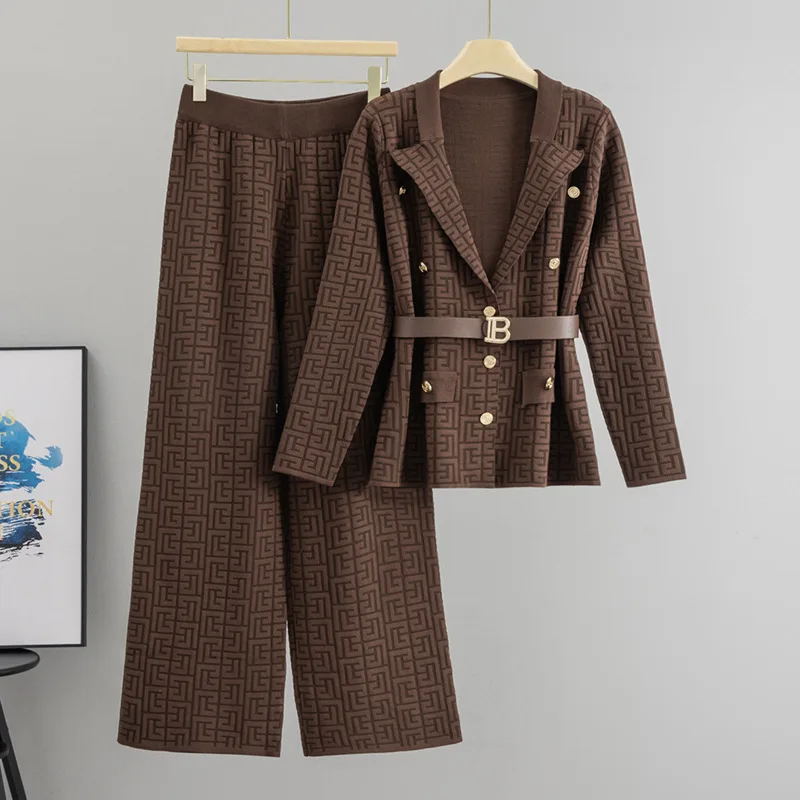 Women Sweater Wide Leg Pant Two Piece Set Muslim Knitted Pullover Casual Knit Outfits Suits Musulman Ensemble Autumn Winter 2025