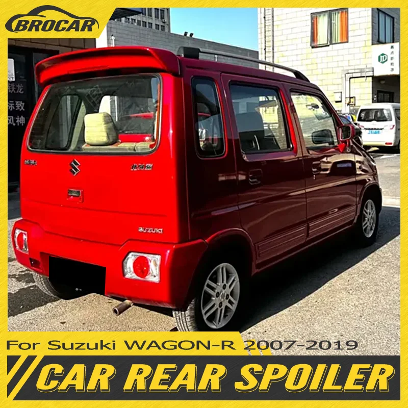 For Suzuki WAGON-R Roof Spoiler 2008--2019 With LED Lights High Quality ABS Plastic Gloss Black Spoiler Trunk Boot Wing Spoiler