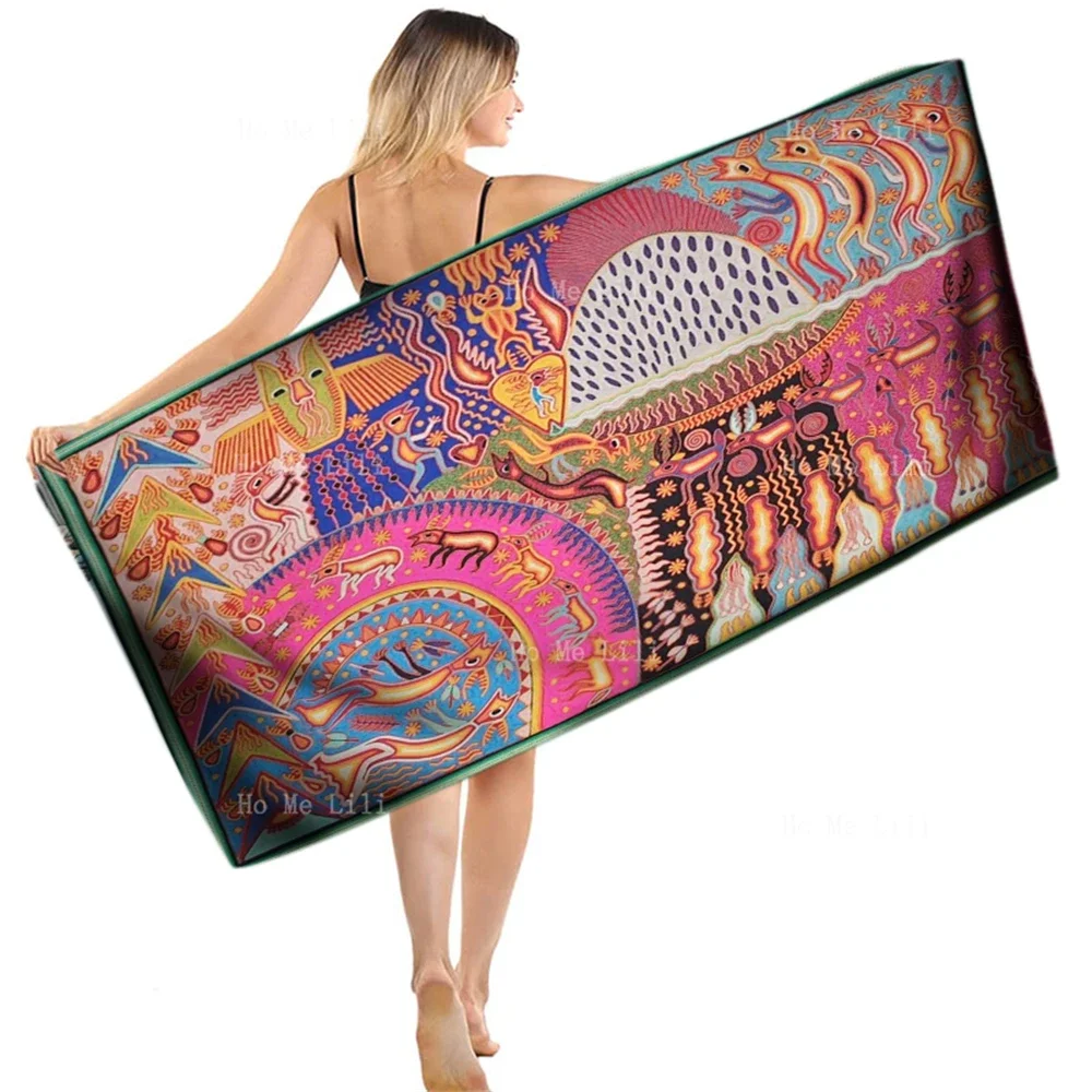 Mexico Traditional Huichol Yarn Art Famous Shaman Offerings Wixarika Culture Customs Extraordinary Quick Drying Towel