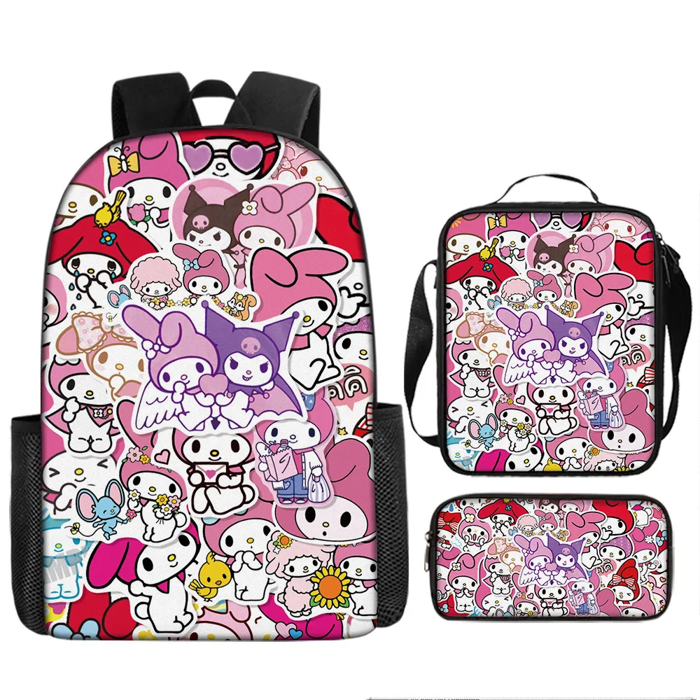 

Sanrio Kuromi Cute Backpack Large Capacity Lightweight School Bag for Students Girls with Pencil Crossbody Bag 3 Set Cinnamoroll