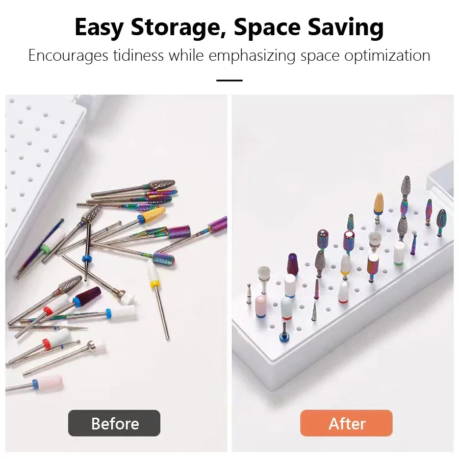30-Slot Nail Drill Bit Storage Case, Portable Organizer & Display Stand for Nail Art Burs, Salon Accessories