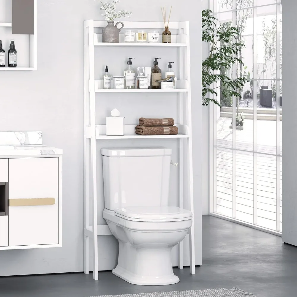 Über dem Toiletten regal, 3-stufiger Toiletten-Badezimmer-Organizer, über Toiletten regal (weiß)