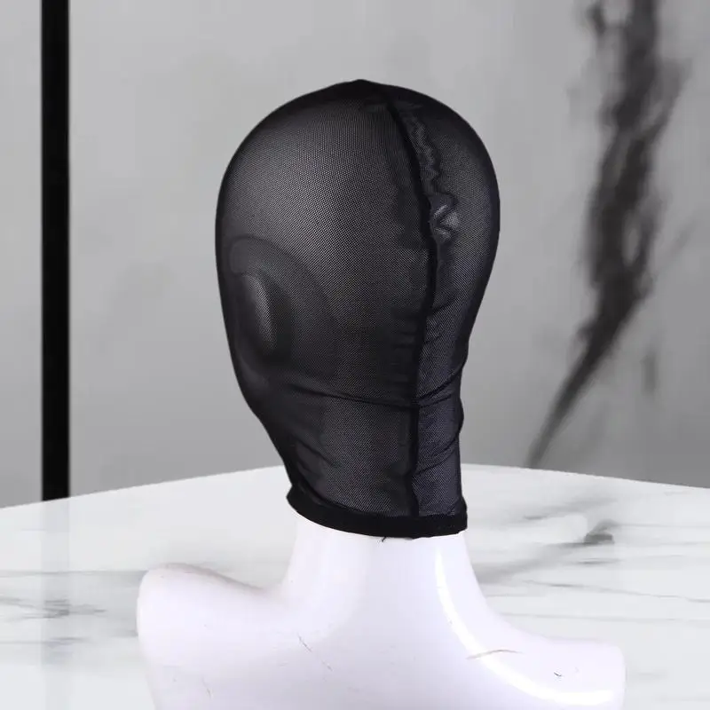 Maschera di pizzo nero alla moda Maschera per la testa sexy unisex Copertura elastica per il viso per copricapo per spettacoli di feste cosplay