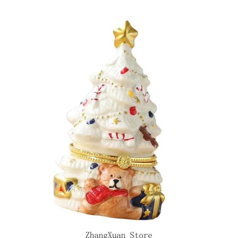 Weihnachtsbaumförmiger Keramik-Schmuckhalter mit erhabenem Festtagsdetail 3XUF – Detail 4