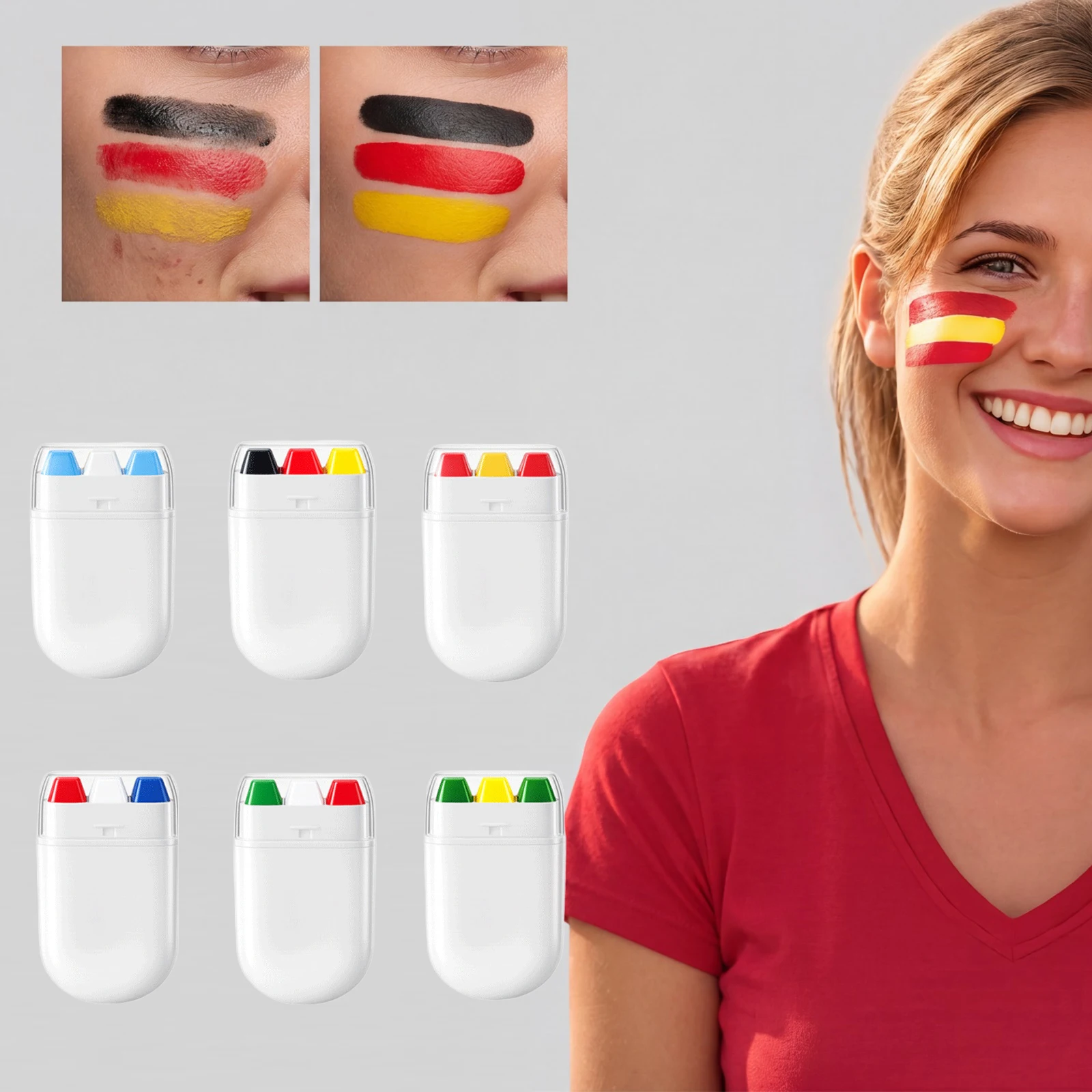

3 Colors Face Body Paint Stick Cream Tube Body Painting Sticks for Halloween Cosplay Joker Face Paint Makeup for Kids Adults