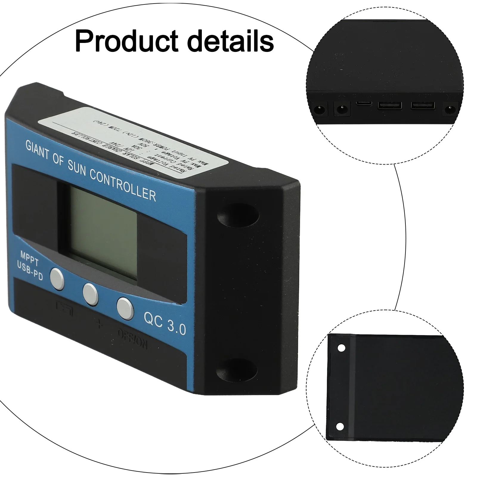 Dual USB Output MPPT Charge Controller Over-voltage Protection Short Circuit Protection Battery Status Monitoring
