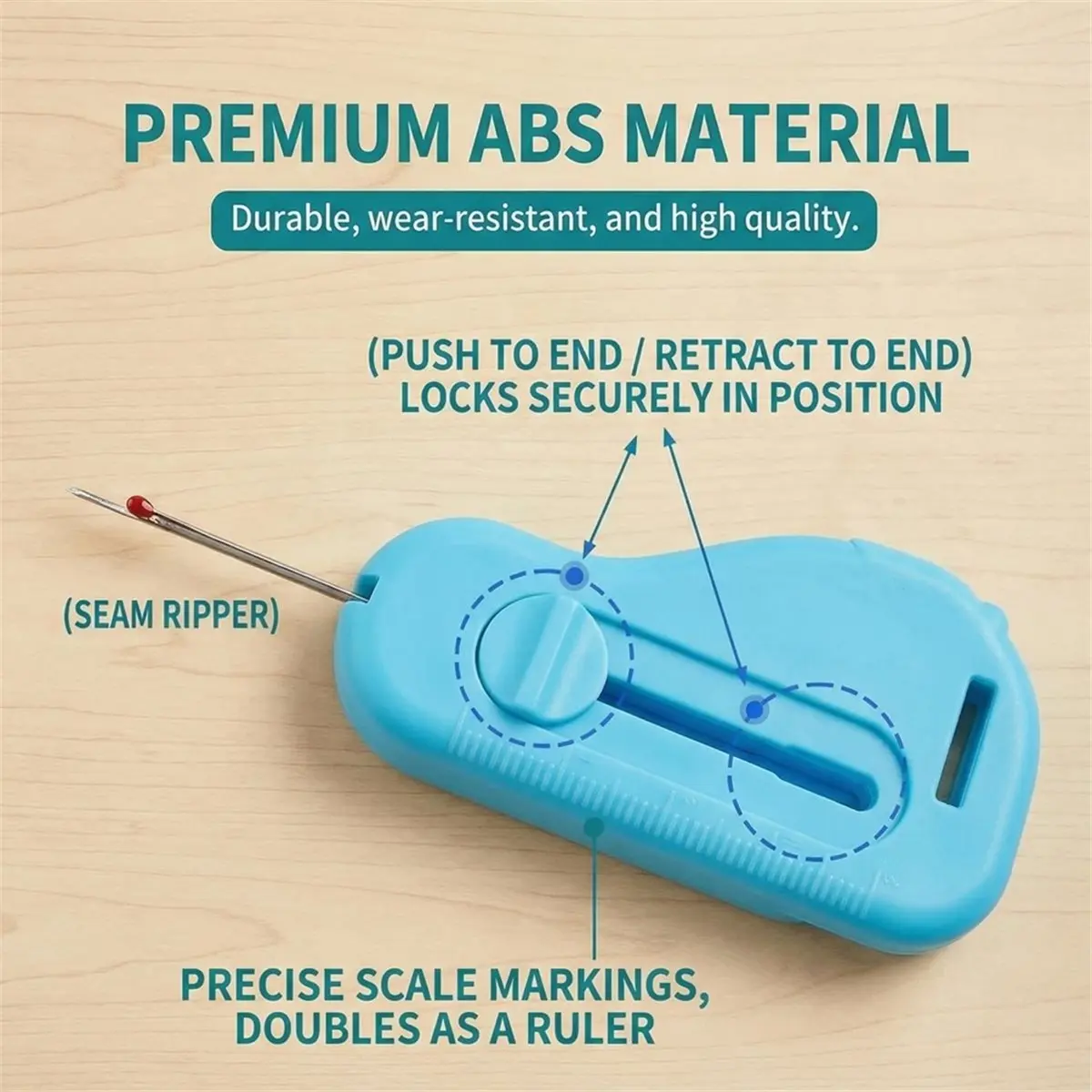 Light Weight Sewing Machine Needle Threader with Seam Ripper, Magnifier, and Ruler for Quilting and Crafts