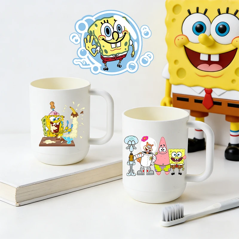 

Cute SpongeBobs Toothbrush Cup for Woman Girl Boys Movie Anime Household Plastic Drinkware Bathroom Mouthwash Kids Water Bottles