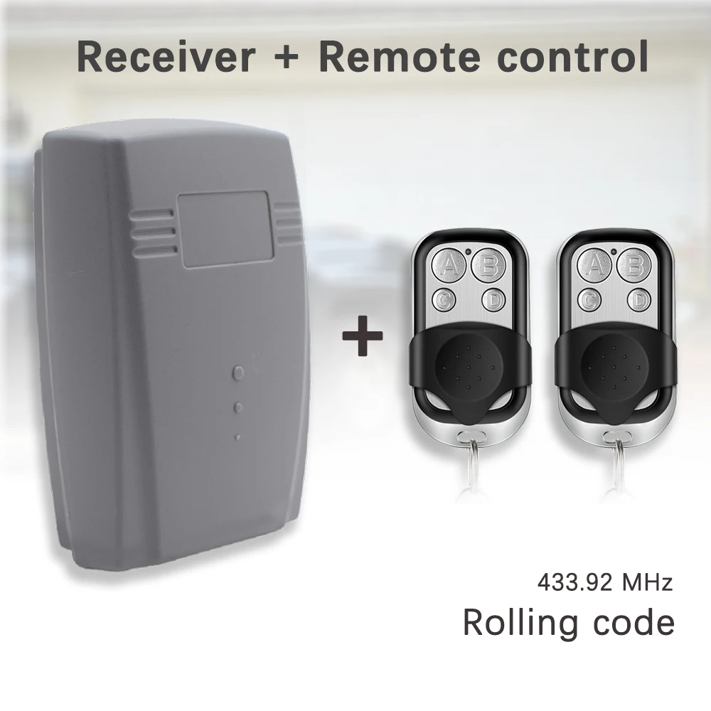 

433mhz Rolling Code Remote Control Garage Door Receiver 2CH & 433.92 MHz Transmitter Gate Keyfob