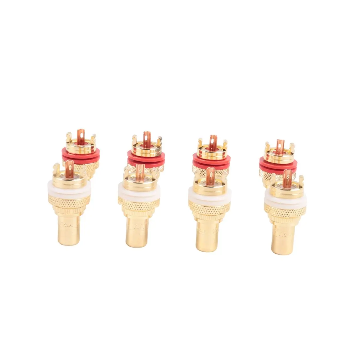 A40I 8pcs Red+White Female Socket Chassis High Quality Female Connector Phono Copper Plug Amp HiFi