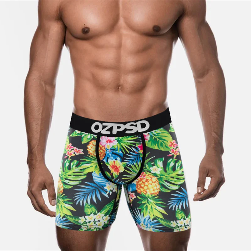 OZPSD Sexy Men Underwear Boxers Cueca Male Panty Lingerie Men Underpants Boxershorts Plus Size Breathable Print Man Boxer Briefs