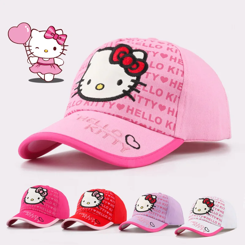 

Hello Kitty Cute Girls Baseball Caps Snapback Hats Adjustable Sports Cap Hip Hop Hat Trendy Embroidery Solid Color for Children