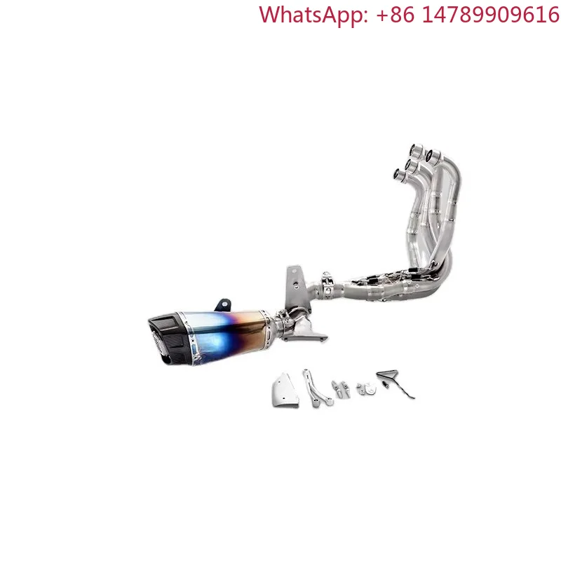 After Market Performance Motorcycle Exhaust Muffler Pipe System For 700cc Adventure Bike, Valve Control Accessory, Titanium Stai