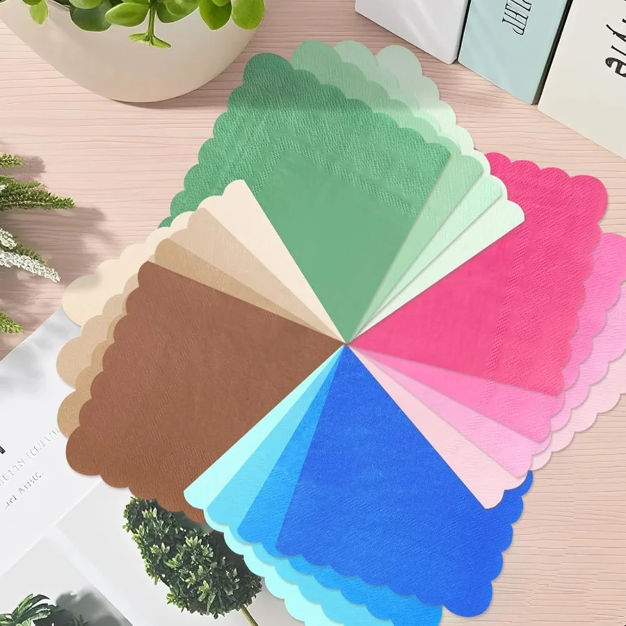 Tovaglioli per cocktail party marrone sfumato da 120 pezzi Tovagliolo di carta Dert per bevande smerlate marroni sfumate per matrimoni di compleanno