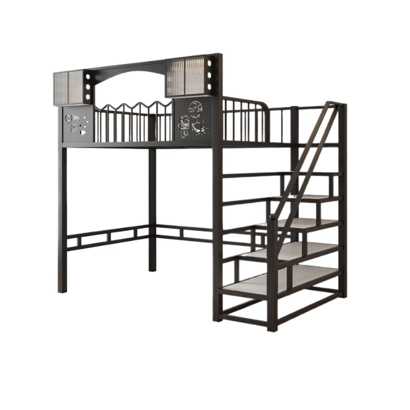 Small apartment multi-functional loft bed desk two-layer bed elevated bed