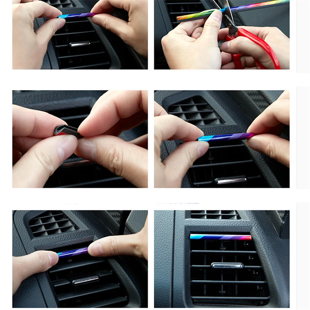 Car styling air outlet decorative strip for Hyundai Creta Tucson BMW X5 E53 VW Golf 4 7 5 Tiguan Kia Rio Sportage R KX5