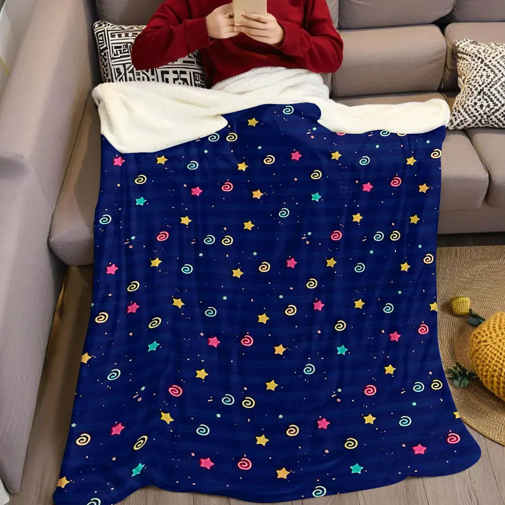 navy star swirl confetti Flannel Blanket Warm Soft Halloween Christmas Decorative Couch Warm Cozy All-Season Gift
