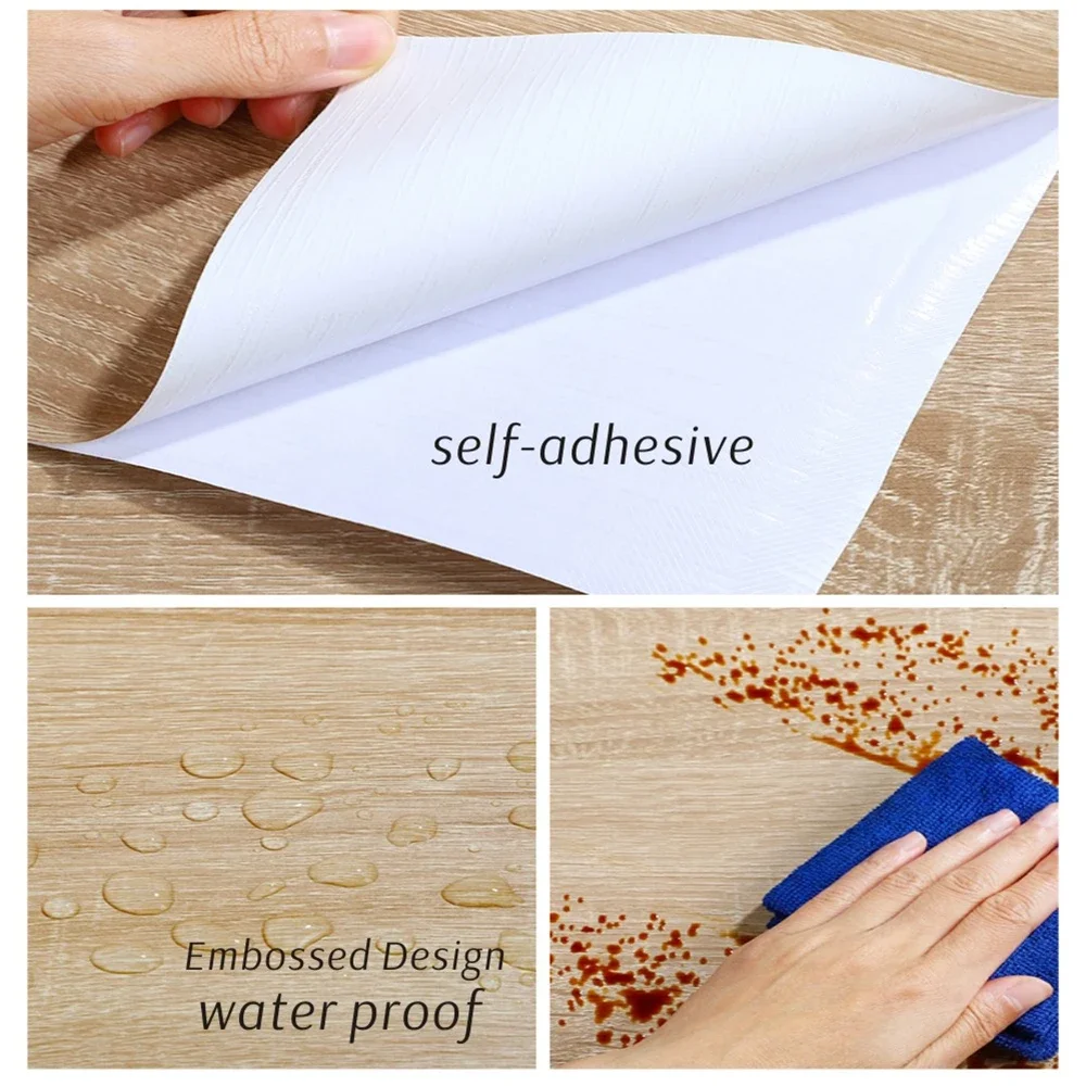 40cm PVC Self Adhesive Wallpaper Home Decor Vinyl Waterproof Wood Grain 3D Stickers for Wardrobe Cupboard Table Closet Furniture view 2