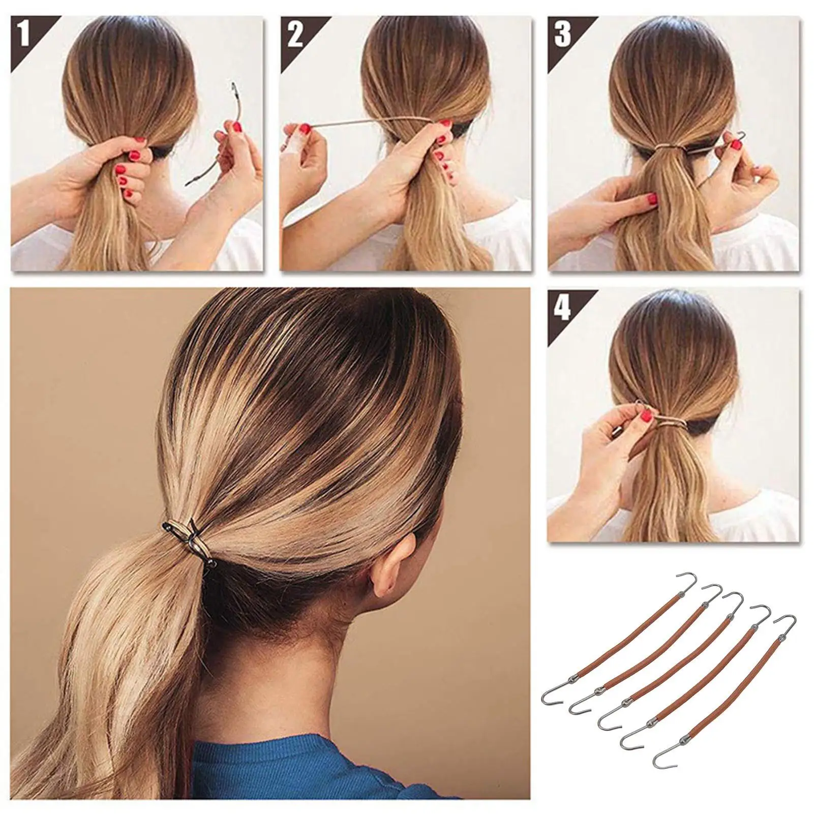 Ergonomic Hair Band Hook - Portable Elastic Ponytail Holder for Effortless Styling at Work