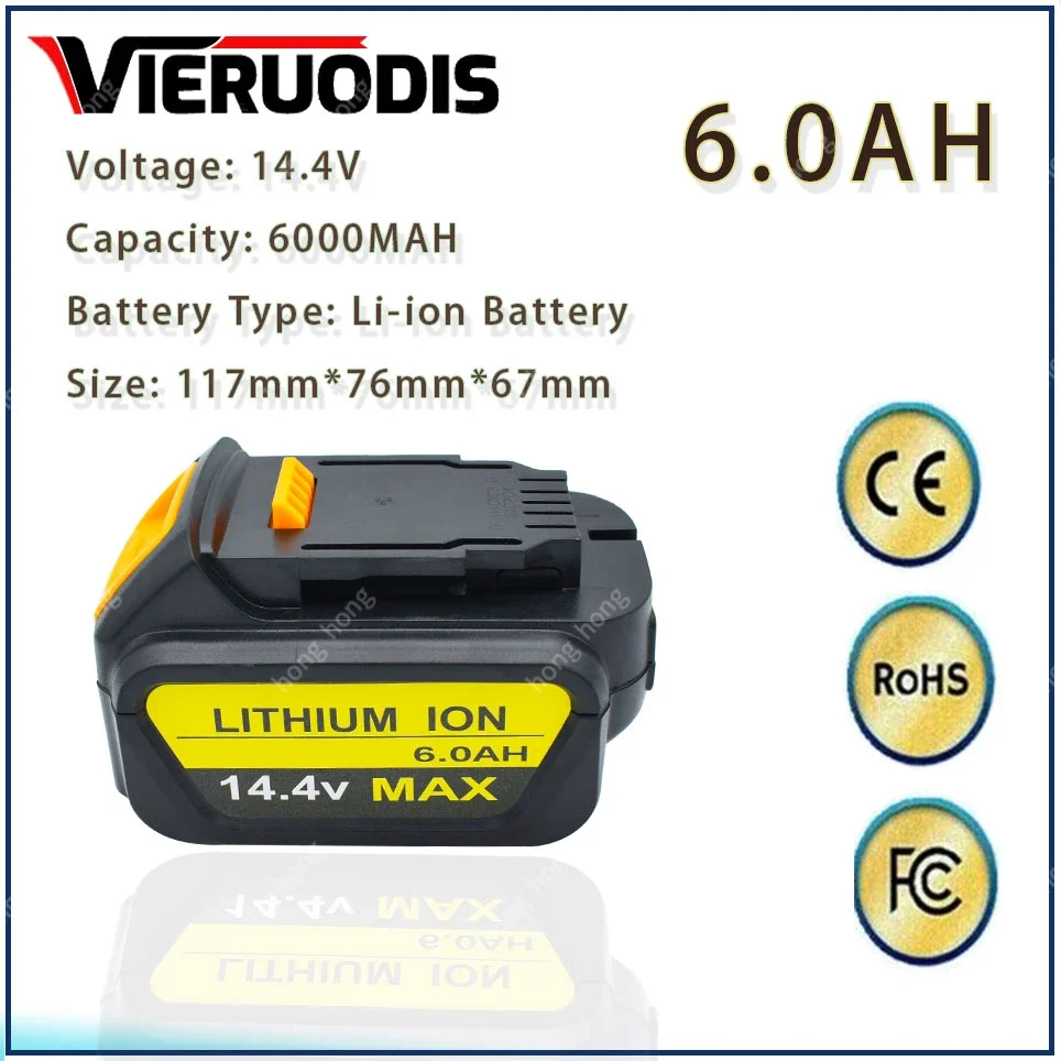 

for Dewalt 14.4V 6.0AH power tools battery DCB140 DCB141 DCB142 DCD735L2 DCF835C2 DCF835L2 DCL030 lithium-ion battery