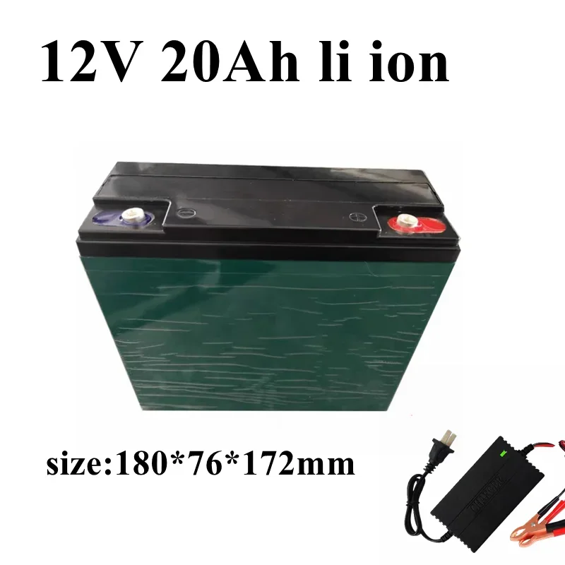 

12v 20ah lithium ion battery 12v pack 20A discharge for backup power golf trolly bike scooter inventor light + 3A charger