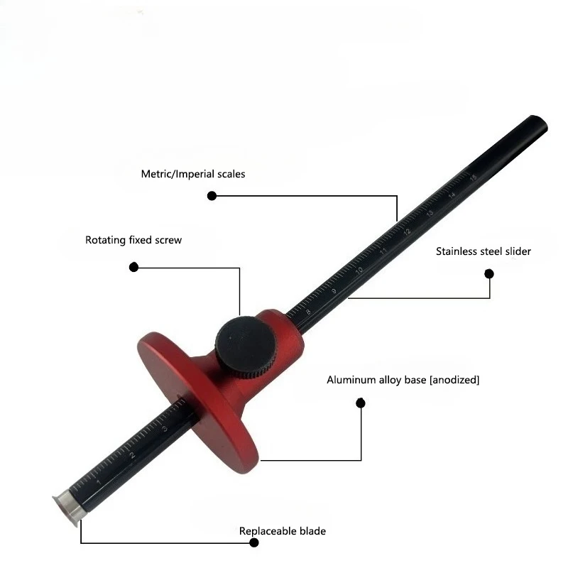 European-style Woodworking-specific Single-length Parallel Line Marking Tool with Aluminum Alloy Auxiliary Positioning Ruler