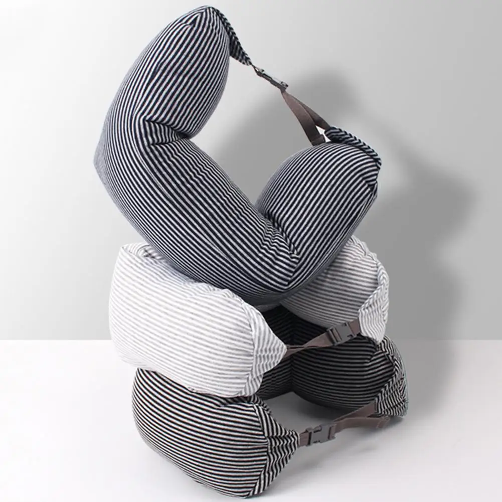 

65cm Cotton Neck Support Travel Pillow With Hidden Zipper Super Soft Breathable Adjustable Stuffable U-shaped Travel Neck Pillow