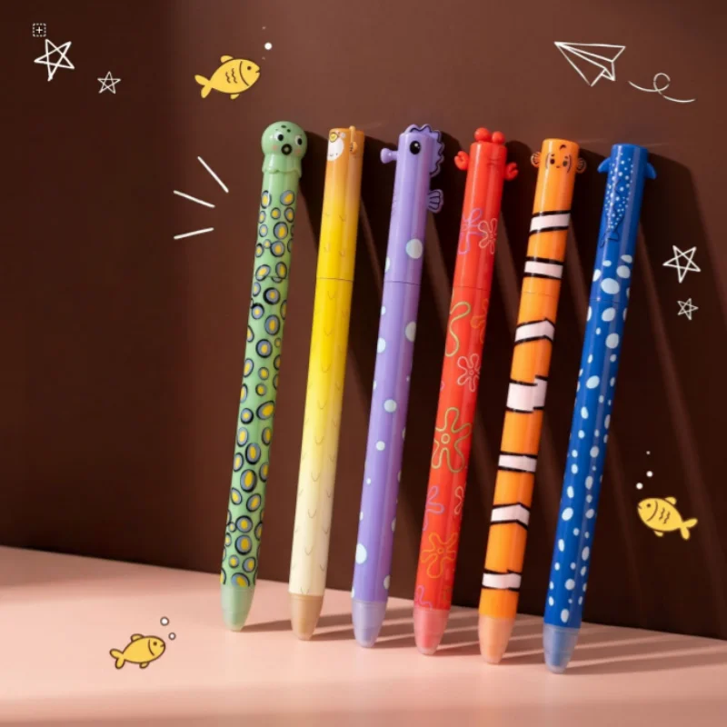 

36pcs/lot Creative Marine Organism Erasable Gel Pen Cute 0.5mm Neutral Pen School writing Supplies Promotional Gift