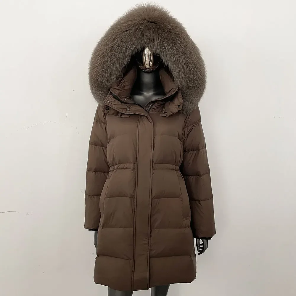 90% بطة أسفل معطف الإناث موضة مقنعين سترة منفوخة المرأة الشتاء كبير الطبيعية الراكون الفراء الدافئة الفراء الحقيقي أبلى الشارع
