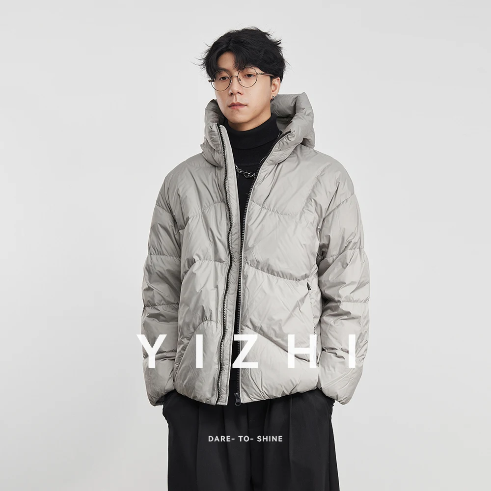 

Модная мужская куртка на 90% белом утином пуху, новинка зимы 2025 года, универсальная теплая куртка с капюшоном