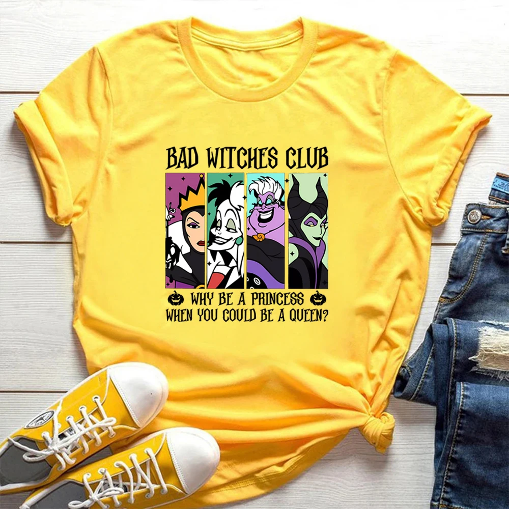 Bad Witches Club T Shirt Halloween Shirt Vintage Villain Gang Shirts Trick or Treat Tee Gothic Tshirt Unisex Short Sleeves Tops