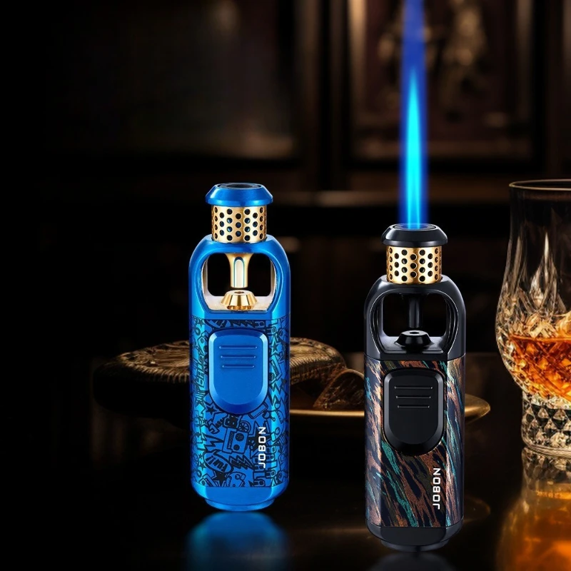 الصين 187 مسدس رش جديد ولاعة السجائر لهب أزرق راش مباشر محمول مقاوم للرياح ولاعة سيجار معدنية قابلة للنفخ