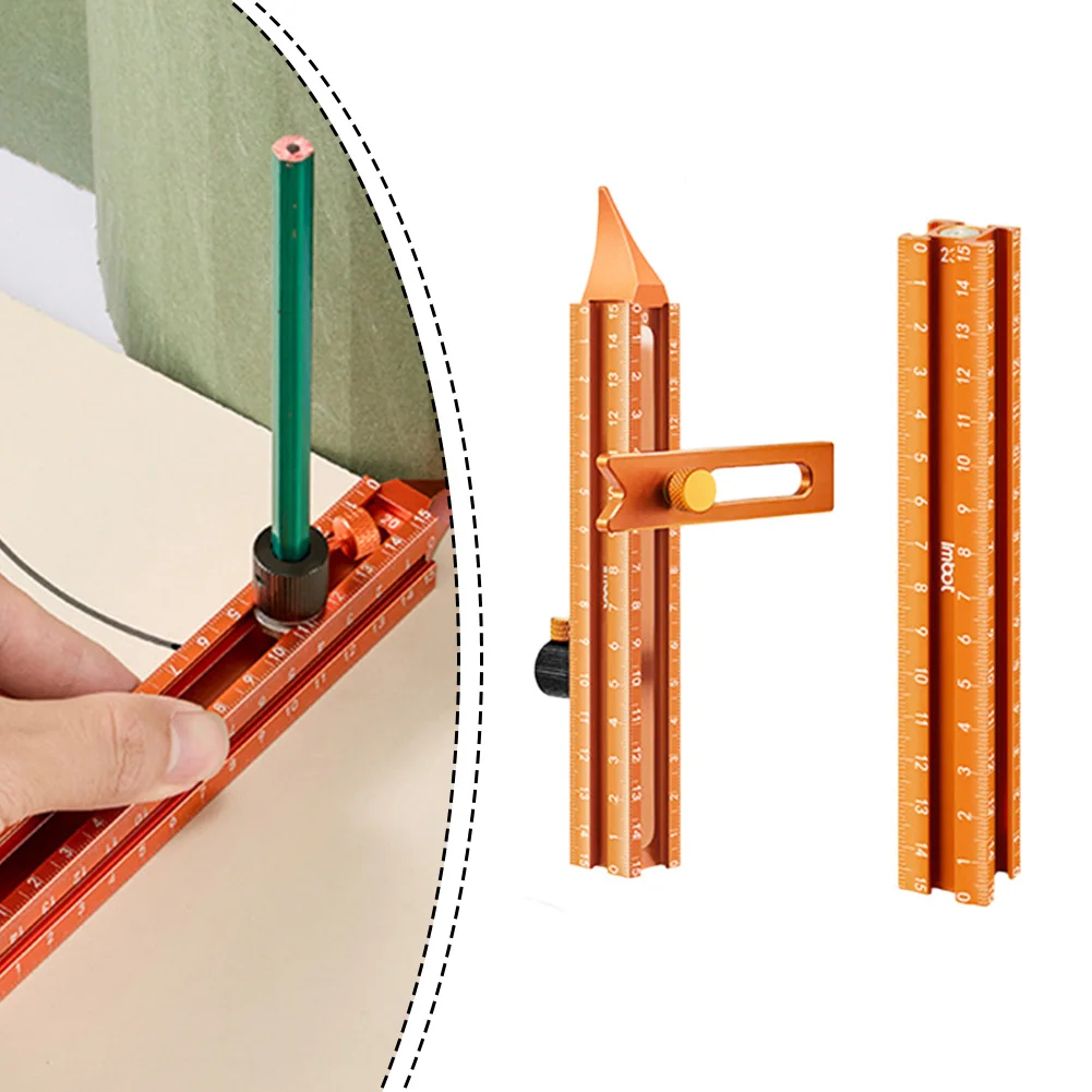 Four Sided Aluminum Alloy Positioning Ruler With Magnetic Attachment For Stud Finder Marking And Drilling Alignment Woodworking